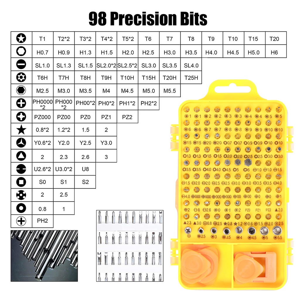 PVN44238 Bộ tua vít đa năng Bộ Tua tô Vít Từ Tính 115 Trong 1 Dùng Trong Sửa Chữa Điện Thoại/Laptop Đa Năng Giá Rẻ