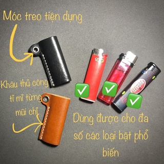 Bao da bật lửa móc khoá da bò thật