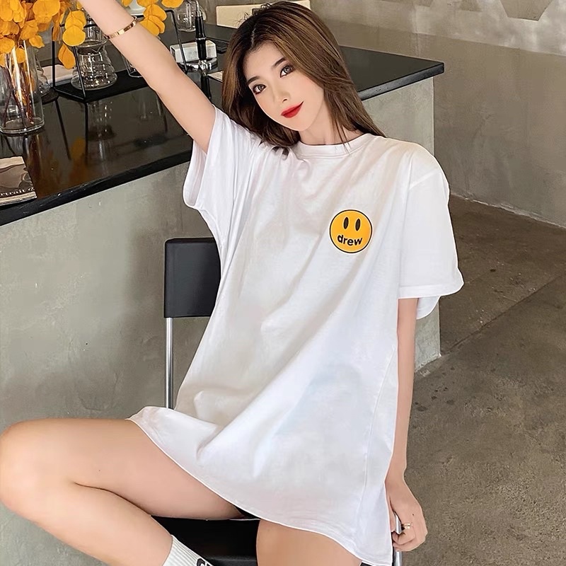 Áo thun Drew tay lỡ icon mặt cười , áo phông Drew unisex nam nữ