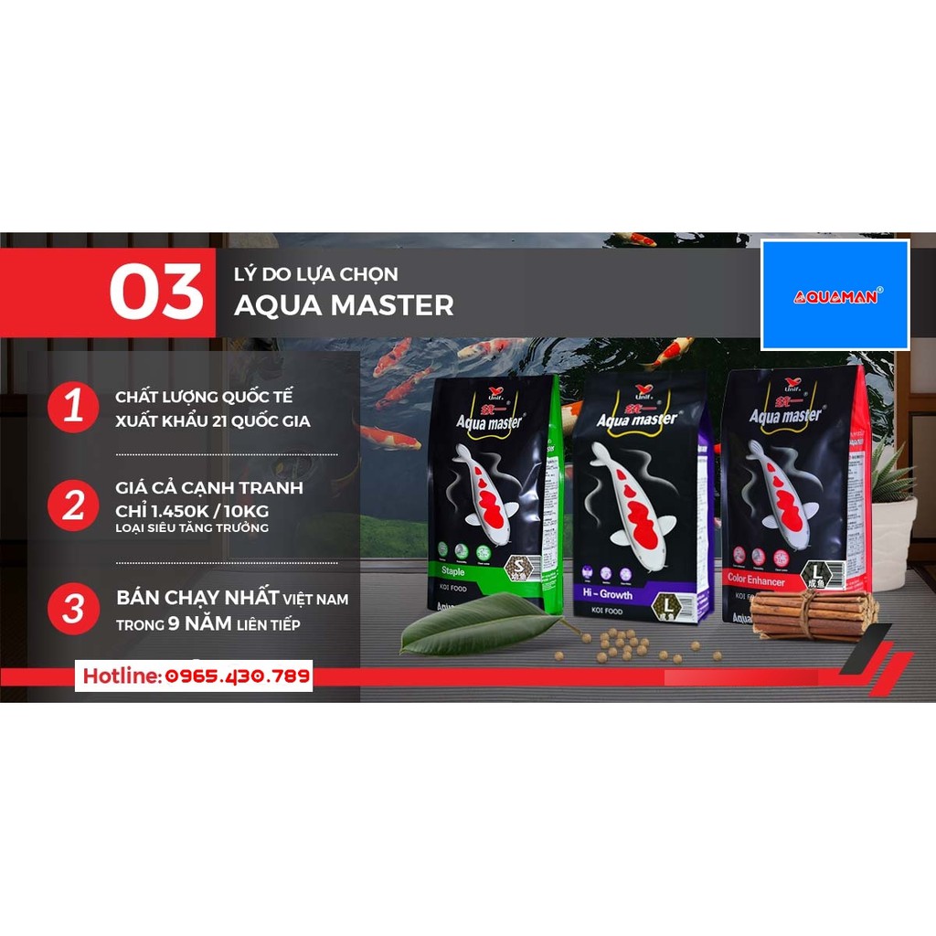 AQUAMASTER AQUA MASTER Thức ăn cao cấp cá koi 5KG ( Staple , growth , hi growth , Color Enhancer)