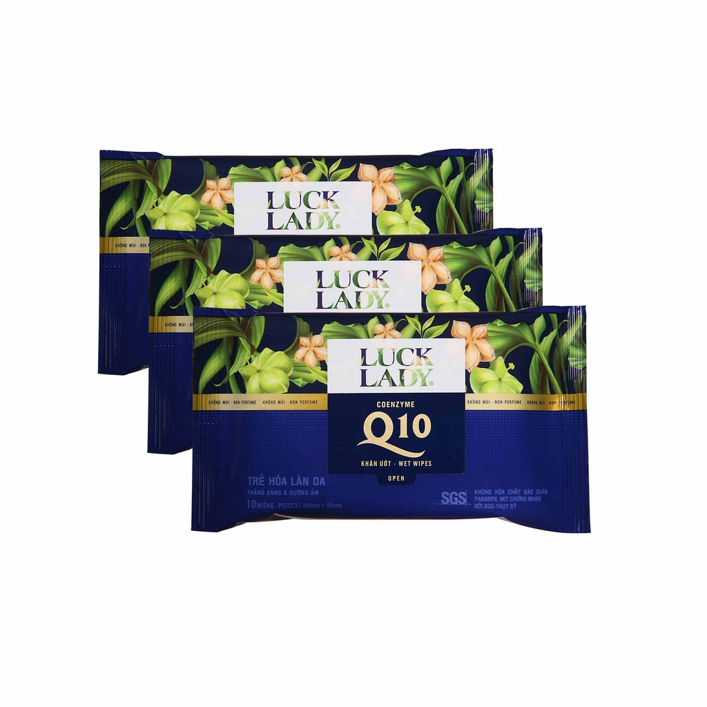 Khăn giấy ướt Luck Lady Q10 Trẻ hóa làn da, chống lão hóa