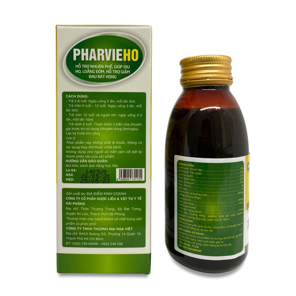 Si-rô Ho Pharvie-Ho Nhuận Phế Dịu Ho Giảm Đau Rát Họng