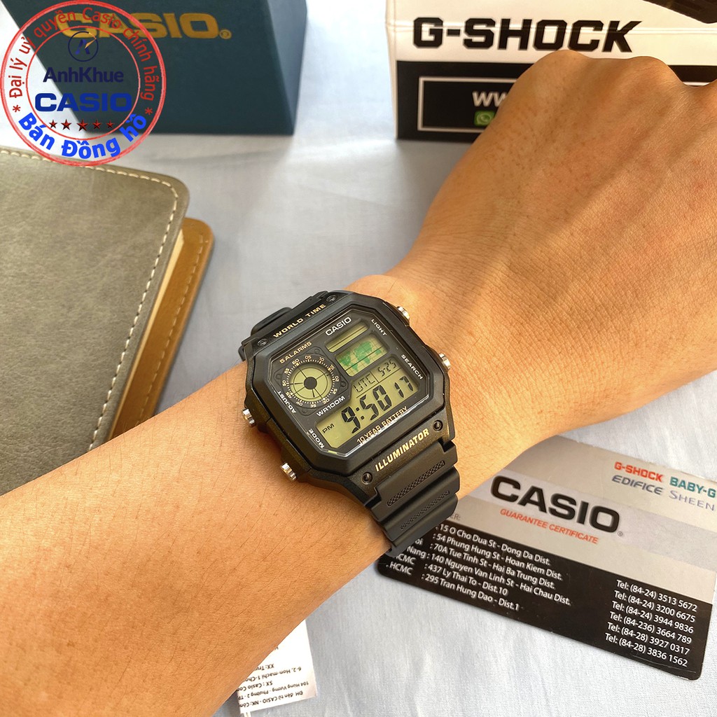 Đồng hồ nam Casio điện tử AE-1200 AE-1200WH-1AV AE-1200WH-1B AE-1200WHB bảo hành 1 n