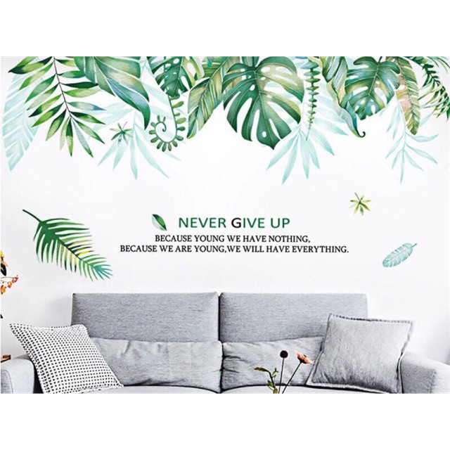 DECAL DÁN TƯỜNG HÌNH DÁN NGHỆ THUẬT TÁN LÁ XANH 03