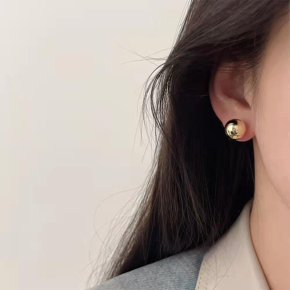 QQMALL Bông Tai Xỏ Bóng Tròn Phong Cách Hàn Quốc Thanh Lịch