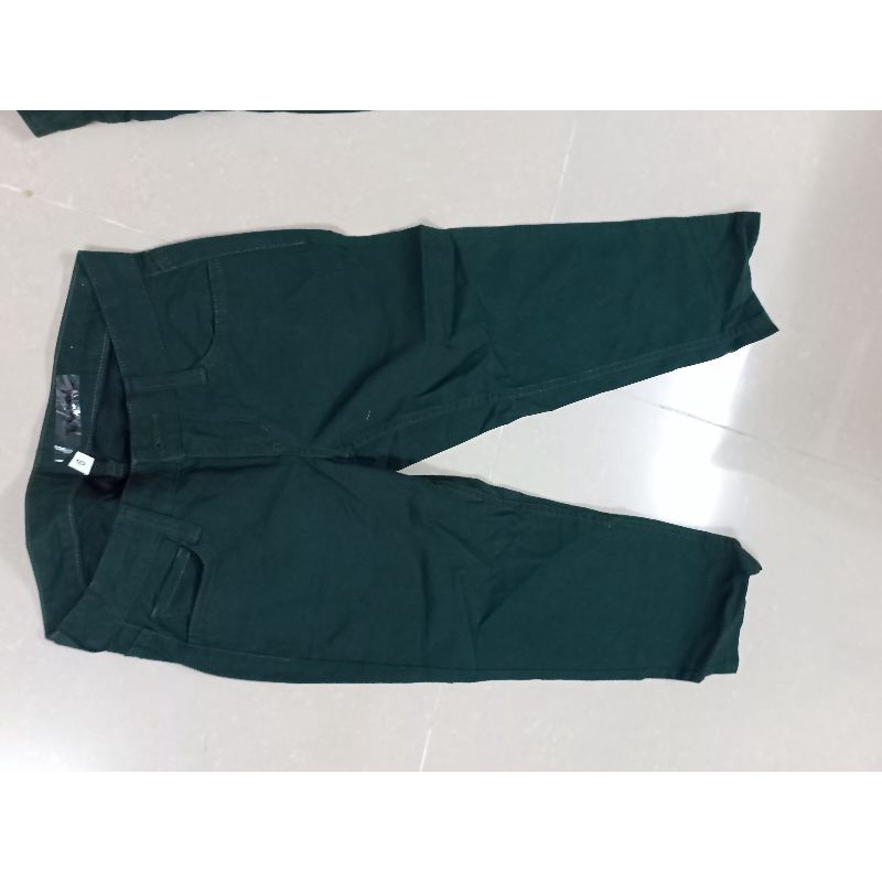 Quần kaki lững xanh, cạp dưới rốn giãn it , eo 64_66, 66_70