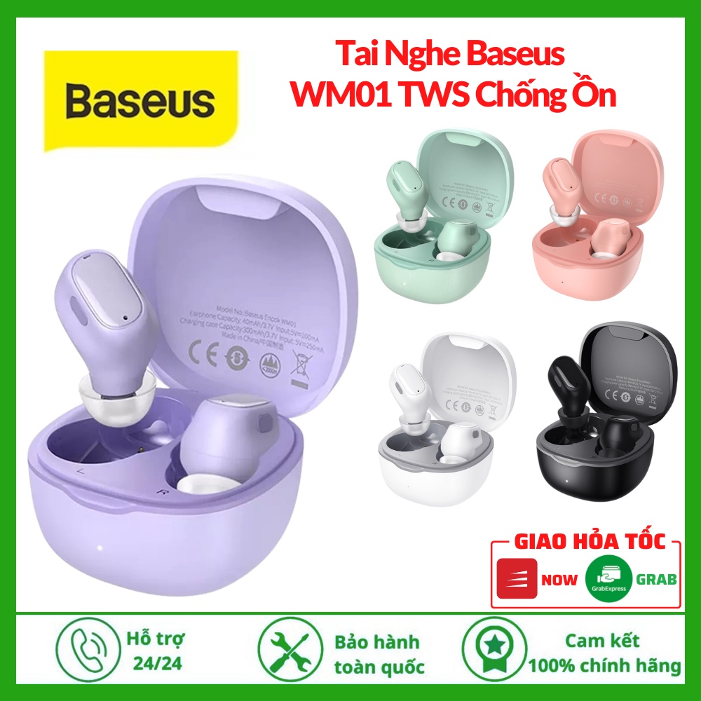 Tai Nghe Baseus WM01 TWS Không Dây Chống Ồn Bluetooth 5.0 - Bảo Hành Lỗi 1 Đổi 1