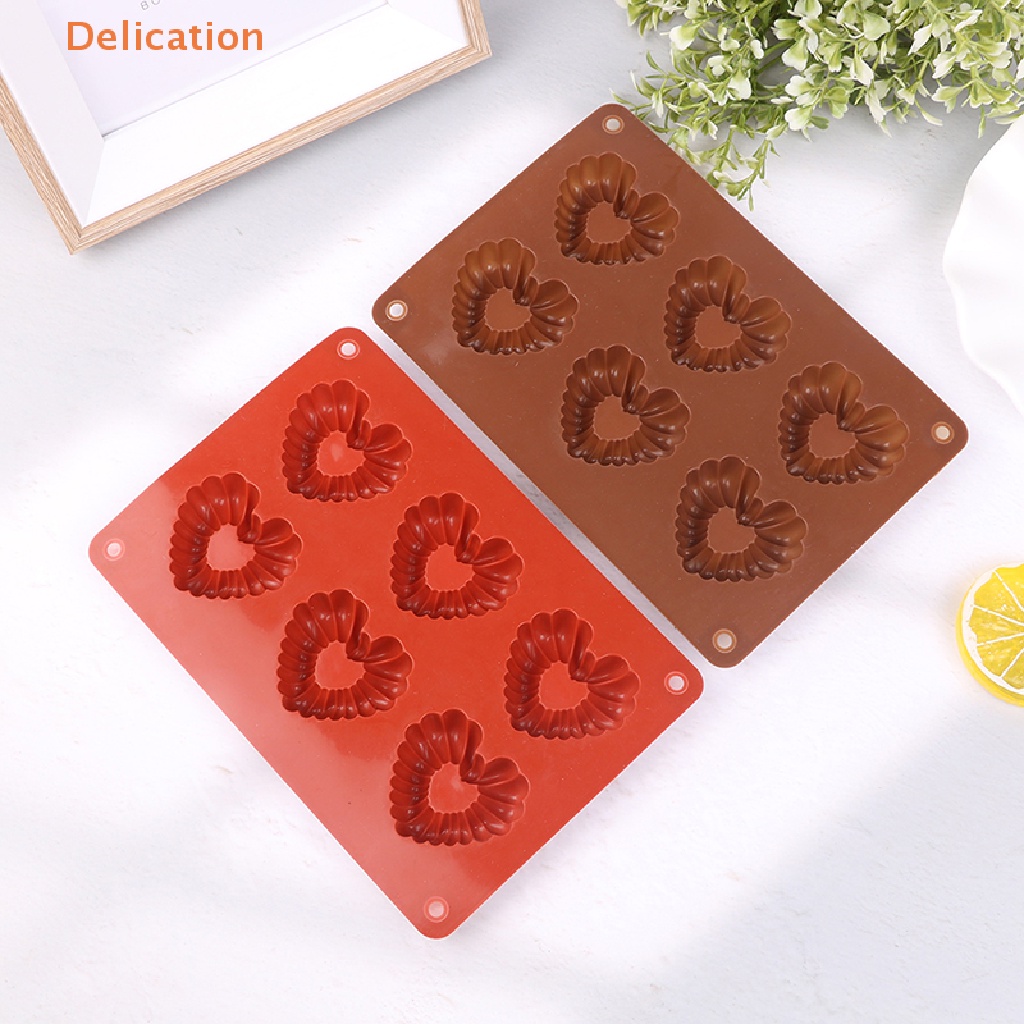 1 Khuôn Silicone Làm Bánh 6 Lỗ Hình Trái Tim Diy