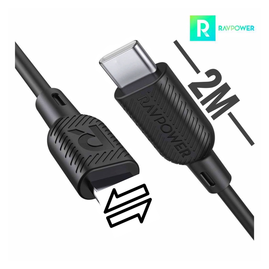 Cáp Sạc Nhanh Dài 2M RAVPower RP-CB054 - C to L - PD 3.0 - Sản Phẩm Chính Hãng - Bảo Hành 12 Tháng