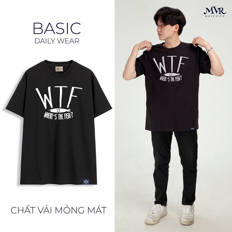 Áo Phông Thun Mát Nam Nữ Hình In Áo Câu Cá Where the fish Wtf Cần Câu Cá Phong Cách Nhiều Màu Đen Đỏ Xanh MVR KK735