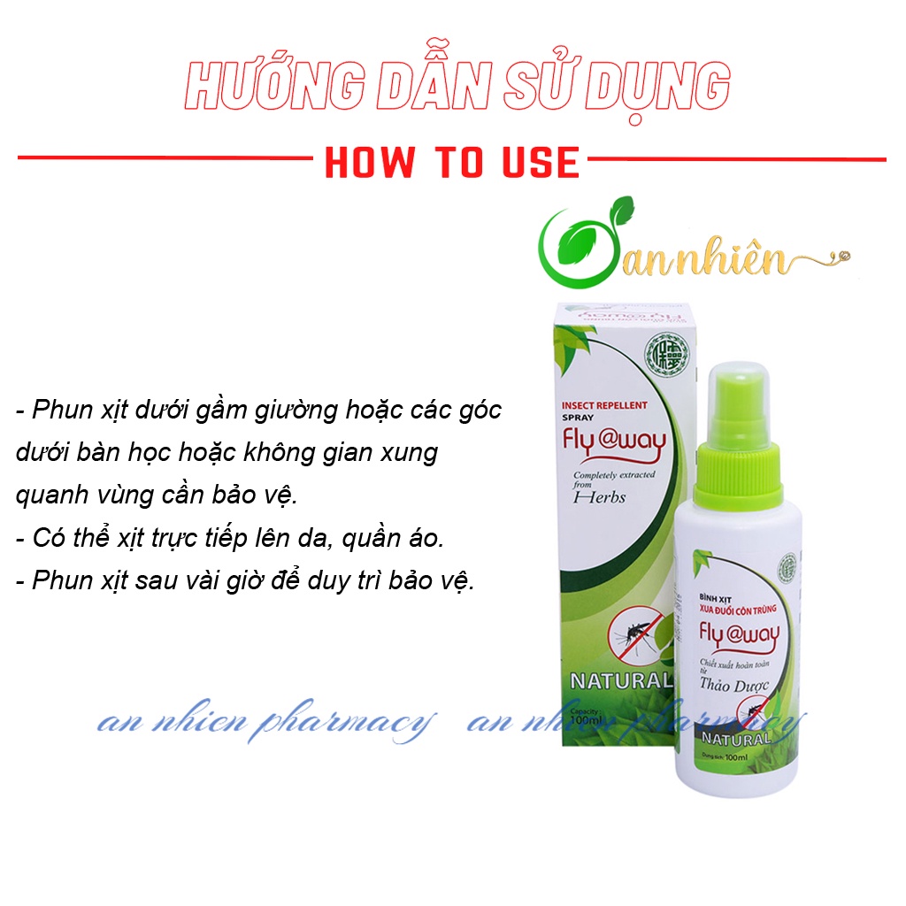 Bình xịt xua đuổi côn trùng thảo dược Fly @way