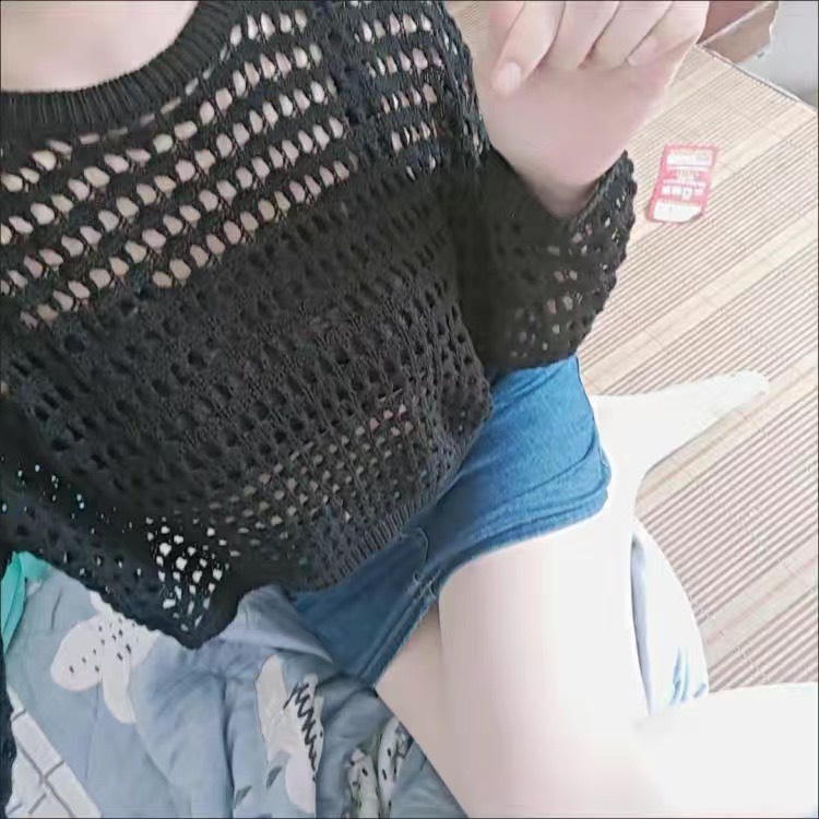 Áo croptop Aimeehouse áo lưới đan len trắng dài tay phong cách trẻ trung cá tính Hàng Quảng Châu