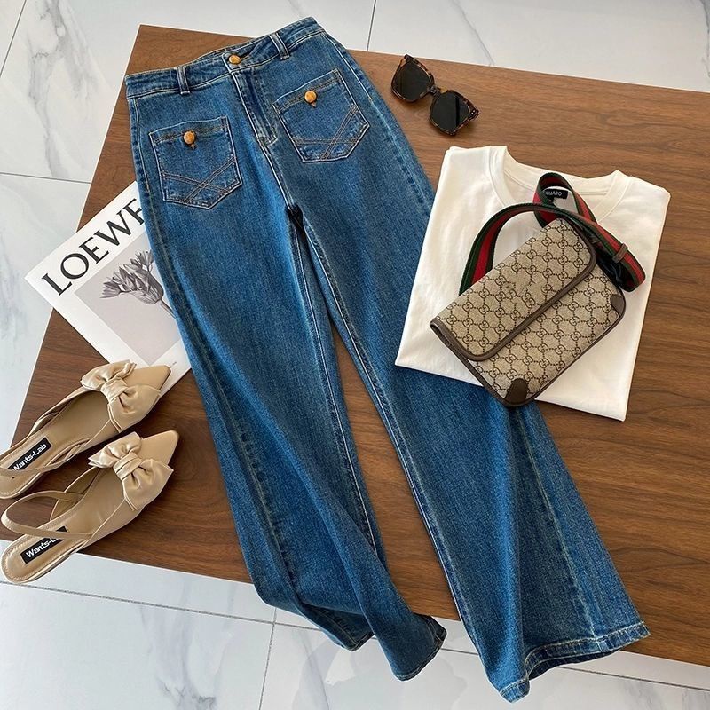 Quần Jean Lưng Cao Ống Suông Thời Trang Vintage Cá Tính Cho Nữ  tao bao