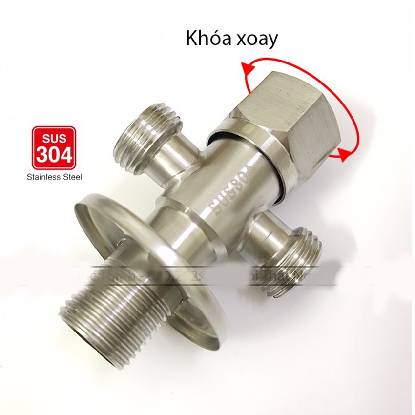 Van T khóa nước bồn cầu inox 304,van giảm áp,van chia nước chữ T inox 304
