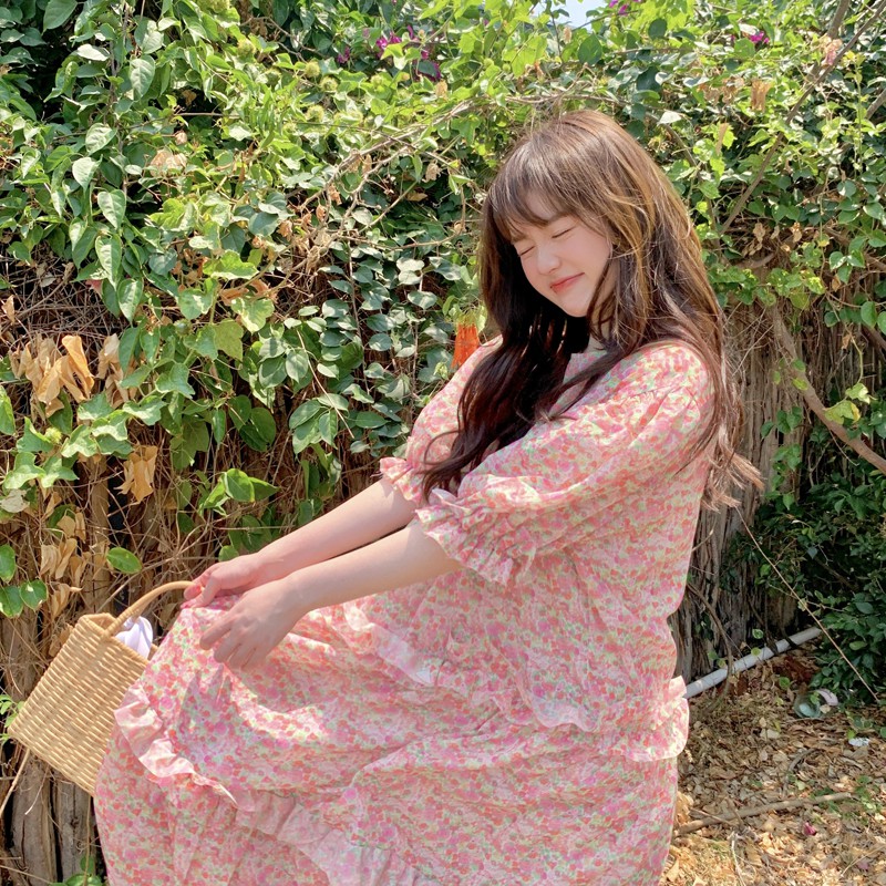 (Order) Đầm babydoll hoa dáng dài bigsize dễ thương