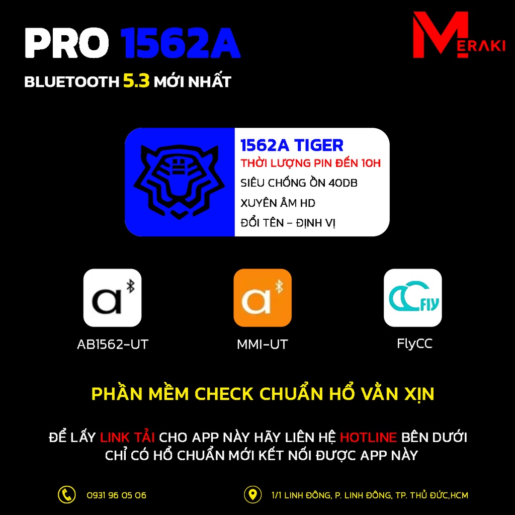 Tai Nghe Bluetooth Hổ Vằn PRO 1562A Pin 10h Full Chức Năng Dùng Cho IOS Và Android - MERAKI SG
