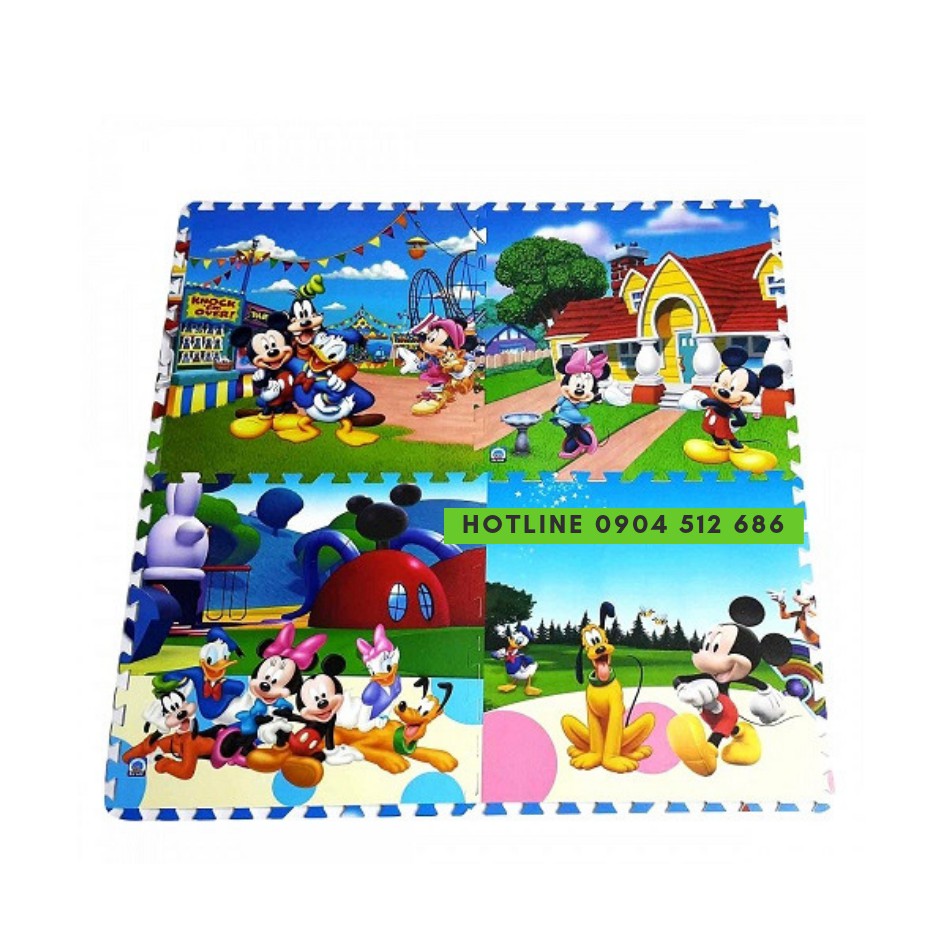 Xốp tranh ghép 60x60cm Âu Lạc Việt Nam Bộ chuột Mickey 4 tấm day 9-10mm