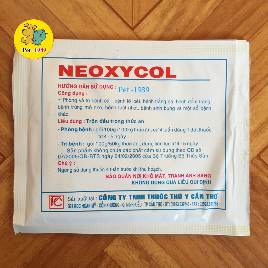 Thuốc thủy sản Neoxycol - Kháng sinh tổng hợp dùng cho tôm cá 100gr Pet-1989