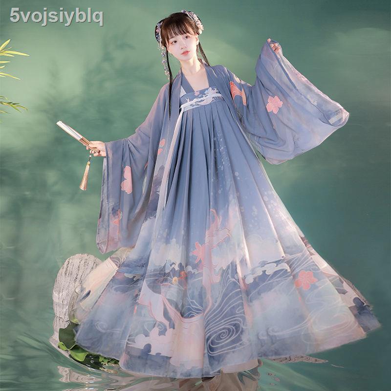 Nữ Hanfu váy ngực đầy đặn kiểu sinh viên Trung Quốc áo sơ mi tay to hàng