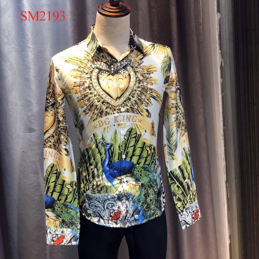 Áo sơ mi họa tiết versace - SM2193, vãi mền,form body sang trọng, chống mồi hôi không nhăn,ảnh thật 100% ་