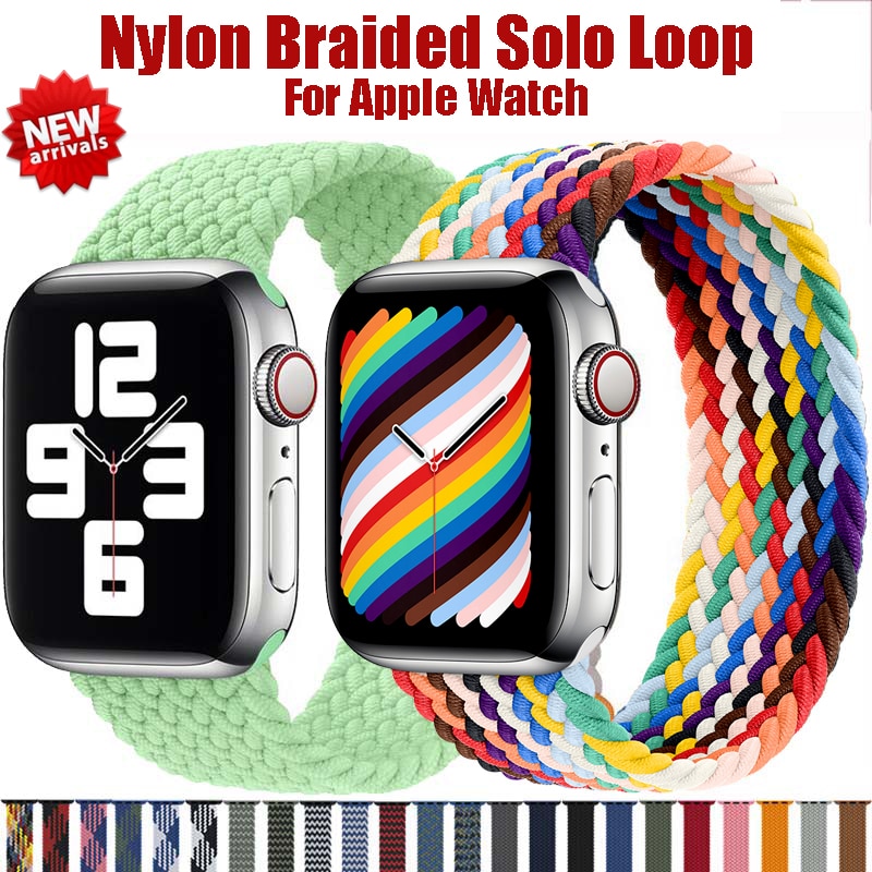 Dây Đeo Đồng Hồ Dạng Dây Bện Nylon Co Giãn Cho Iwatch Series 6 5 4 3 44Mm 40Mm 38Mm 42Mm 6 5 4 3 2