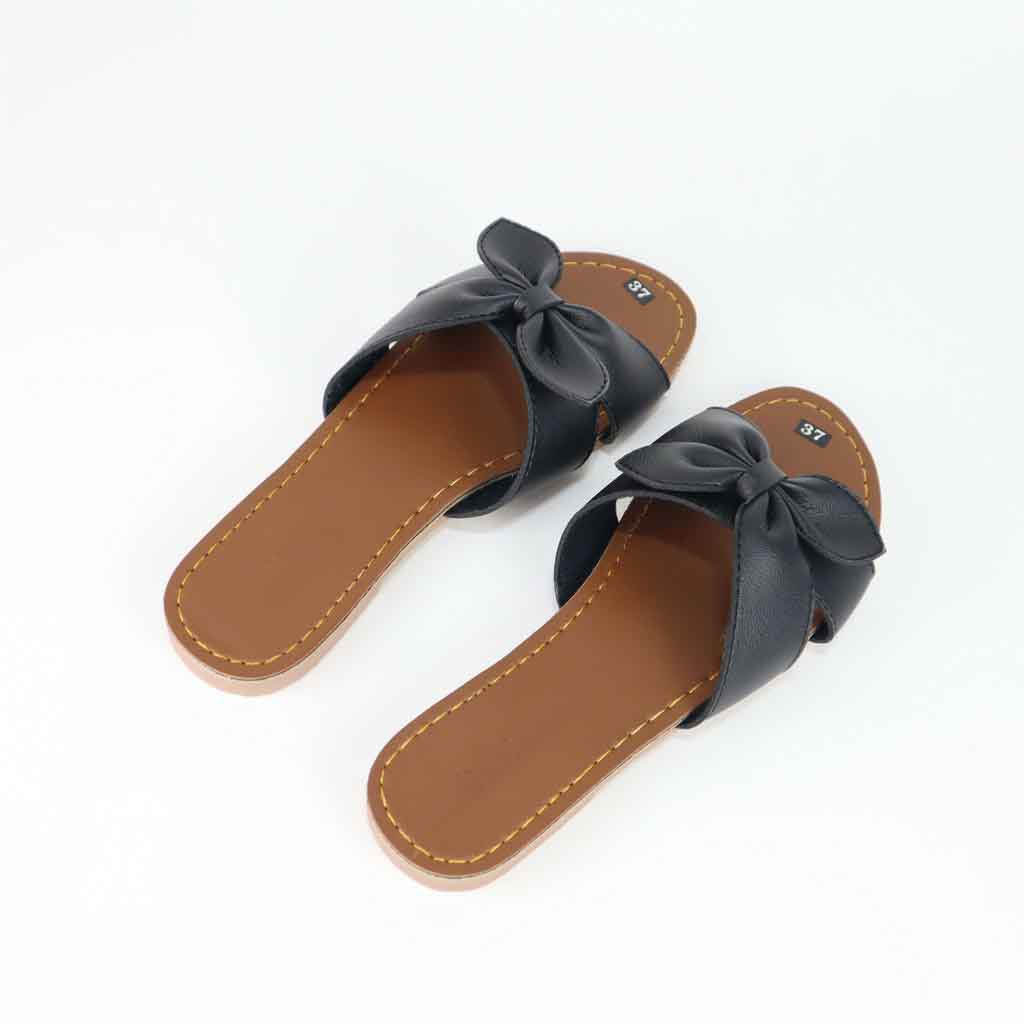 [BẢO HÀNH 12 THÁNG] dép nữ da quai ngang thắt nơ hình lá cây HÀNG LOẠI 1