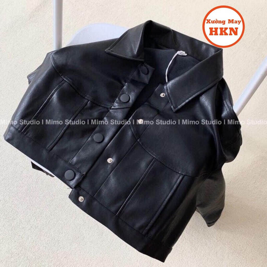 Áo Khoác Da Croptop Nữ Cúc Bấm Basic Mã 448 Xưởng May HKN