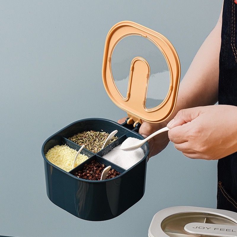 Hộp Đựng Gia Vị Nhiều Ngăn Có Nắp Đậy Tiện Dụng Cho Nhà Bếp