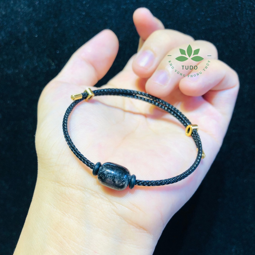 Vòng Tay Nữ lu thống TA Tóc Đen chiêu tài lộc TUDO vòng phong thủy dây đen 2li freesize, chống nước - mệnh Thủy Mộc