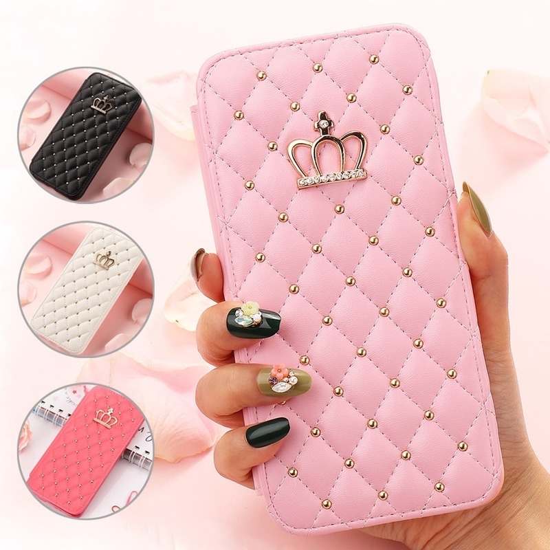 Ốp Bao Da Điện Thoại Nắp Lật Hình Vương Miện Cho Samsung Galaxy S22 Plus S21FE Note 20 Ultra Note10Plus Note 8 9 A7 2018 Ốp