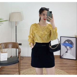 Áo cổ bèo tay dài