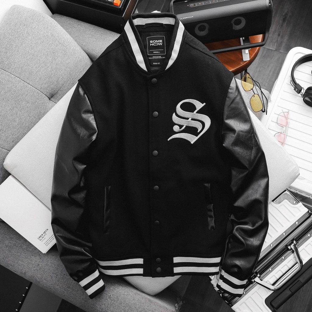 ÁO KHOÁC BOMBER NAM BÓNG CHÀY NÚT BẤM THÊU CHỮ S HOT TREND, KIỂU DÁNG HÀN QUỐC UT190 [NewUnisex]