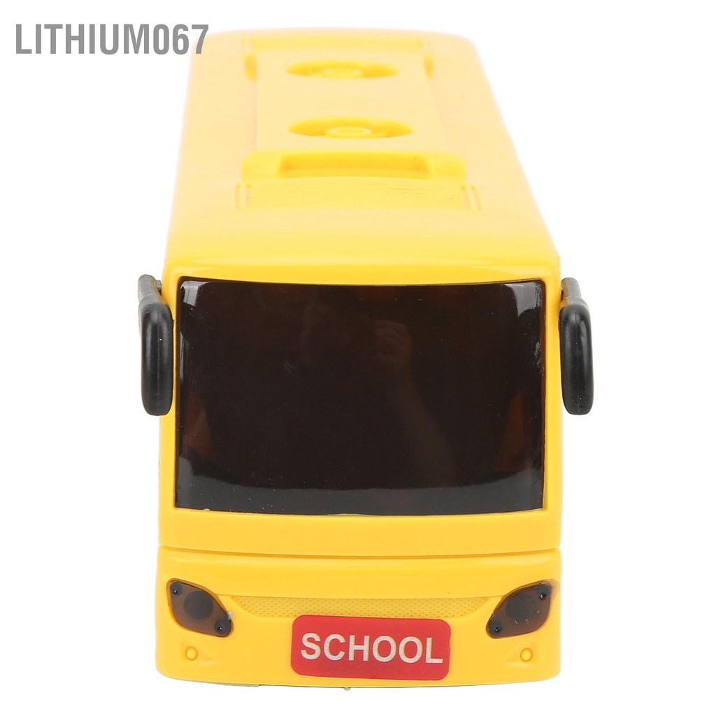 Lithium067 Đồ chơi mô hình xe bus có nhạc và đèn chạy cót bằng kim loại bền bỉ,   Mô hình xe buýt đi học phỏng cao Xe màu vàng nhỏ gọn để làm quà tặng ngày lễ Đồ chơi
