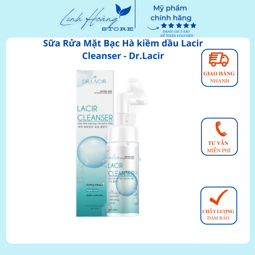 Sữa Rửa Mặt Bạc Hà kiềm dầu Lacir Cleanser của Dr.lacir