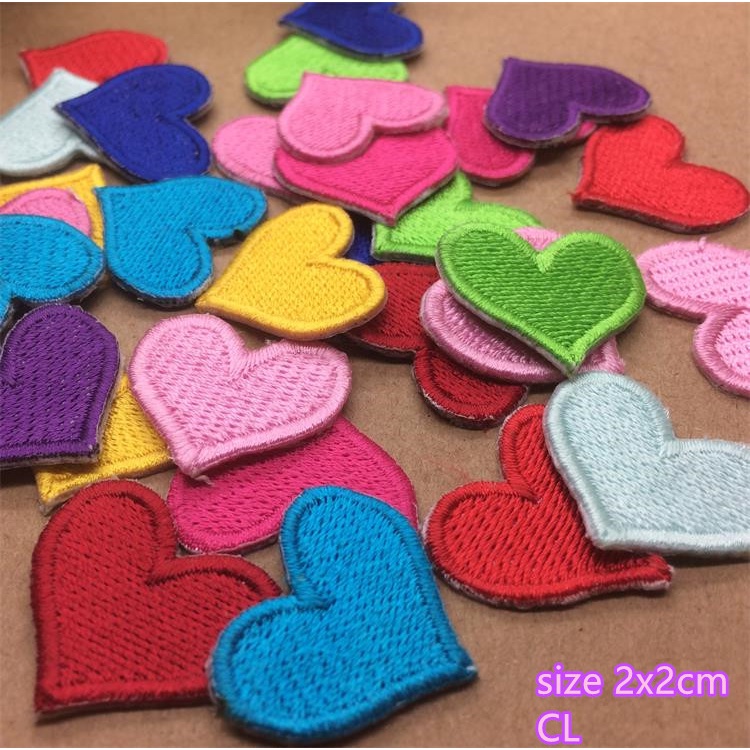 Nhãn Dán Trang Trí Quần Áo / Băng Cánh Tay Họa Tiết Trái Tim Thêu Chữ all little peach 11 Màu Có Thể Ủi diy