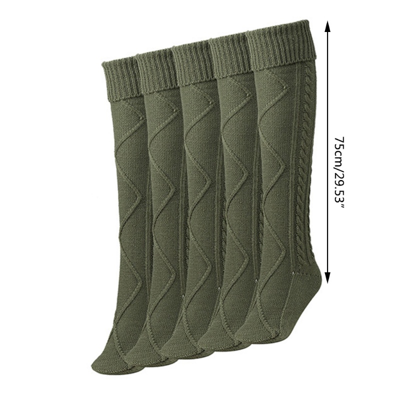 Tất Dệt Kim Dài Qua Gối Màu Trơn Họa Tiết Kim Cương Xinh Xắn Cho Nữ