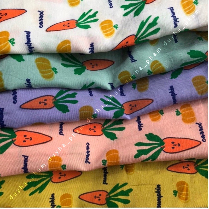 🥕VẢI TƠ PHÁP HOẠ TIẾT CÀ RỐT XINH XINH🥕