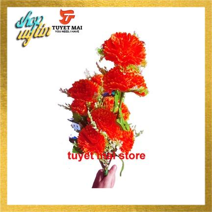 1 cành hoa vạn thọ giả để bàn trang trí tết đẹp 10 bông,hoa giả decor phòng khách, để bàn thờ, đi tảo mộ