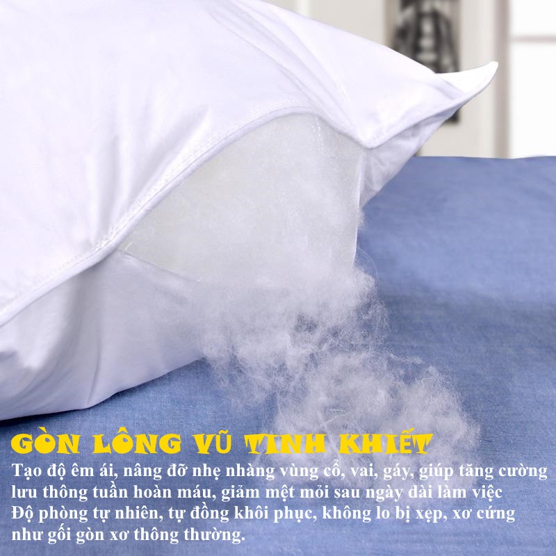 Ruột gối nằm lông vũ nhân tạo Microfiber, gối massage siêu mềm, chuẩn khách sạn 5 sao, giá dùng thử hấp dẫn