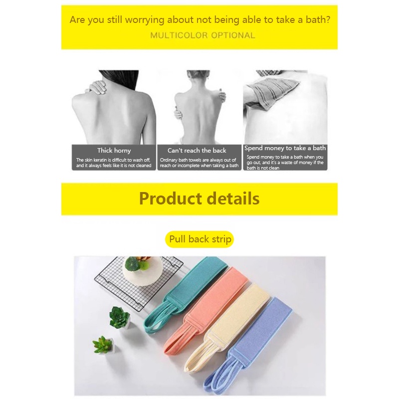 Bộ dây bàn chải dài chà lưng và bông tắm xơ mướp cùng găng tay tắm 3 trong 1