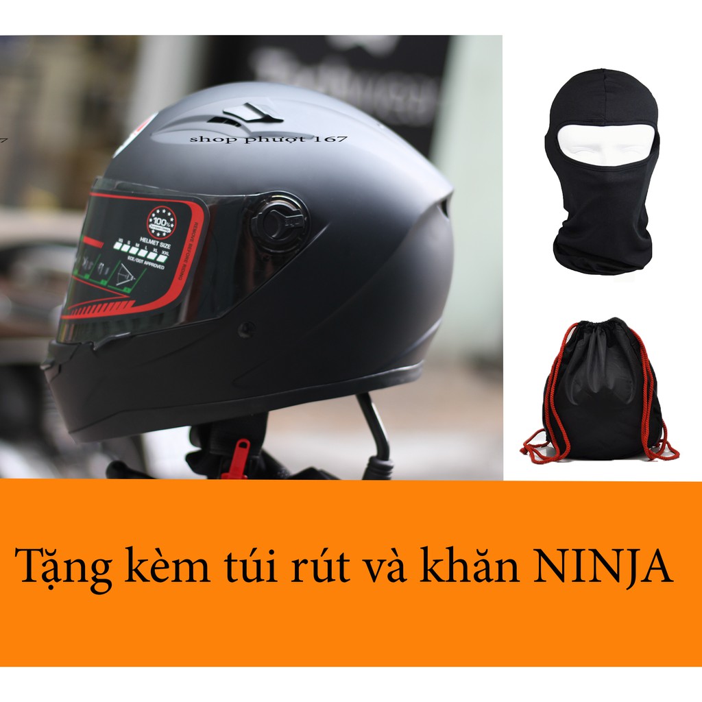 Nón AGV đen nhám hàng chính hãng 100%, Tặng túi rút và khăn Ninja