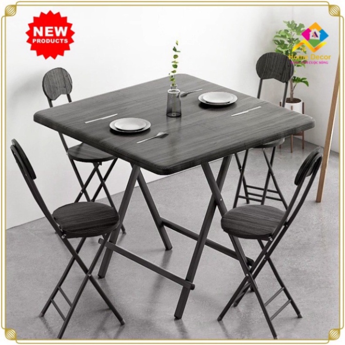 Bộ Bàn Ăn Cafe Ghế Gỗ Gấp Gọn {1 Bàn 4 Ghế} Thông Minh Tiện Lợi, Tiết Kiệm Không Gian. Kích thước 80*80*74cm .