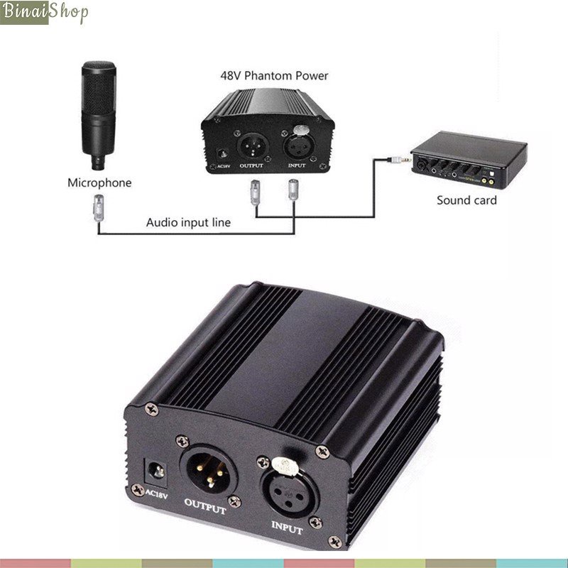 Phantom Power 48V - Nguồn Cung Cấp 48V Cho Micro Condenser, Hỗ Trợ Thu Âm, Livestream, Karaoke