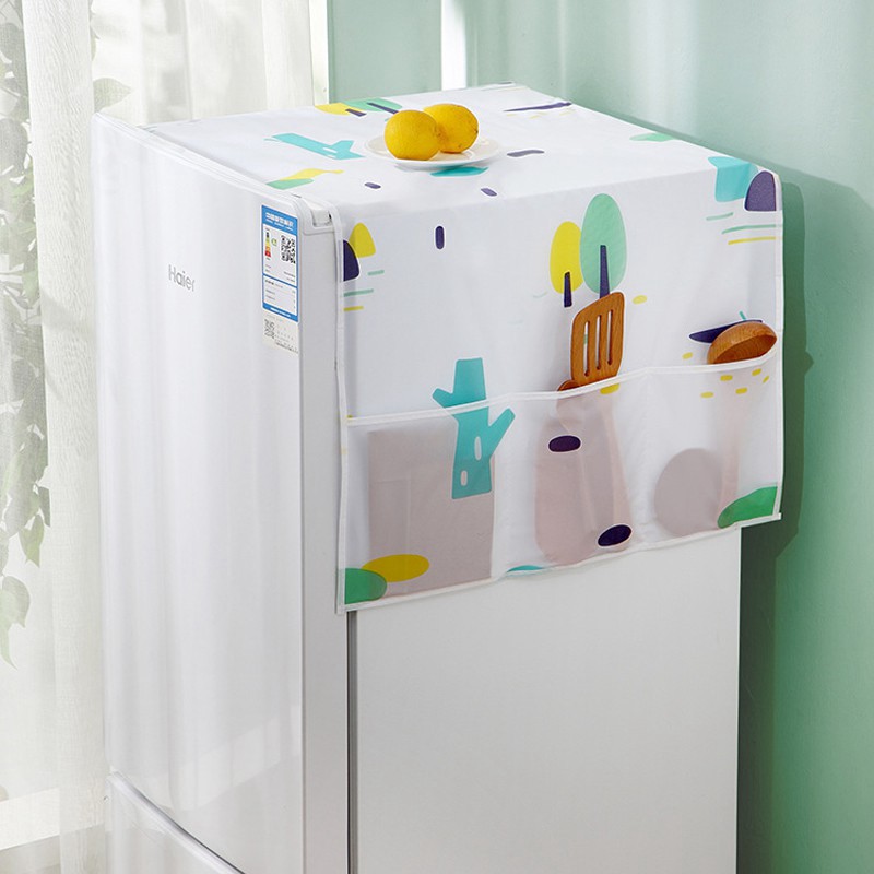 Bạt phủ tủ lạnh H842 tấm chắn bụi bảo vệ tủ lạnh lò vi sóng máy giặt kèm túi 2 bên tiện dụng
