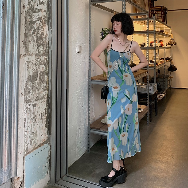 Đầm Maxi Sát Nách Phối Lưới Thời Trang Mùa Hè Quyến Rũ Dễ Phối Đồ Cho Nữ