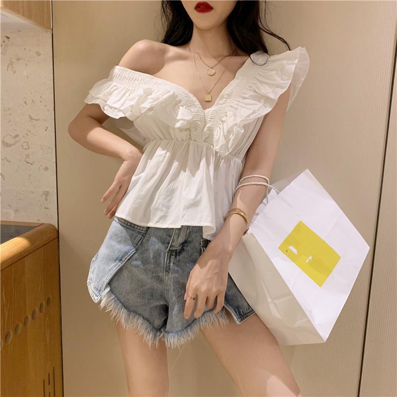 Áo Kiểu Cổ V Dáng Rộng Thời Trang Nữ Tính Gợi Cảm