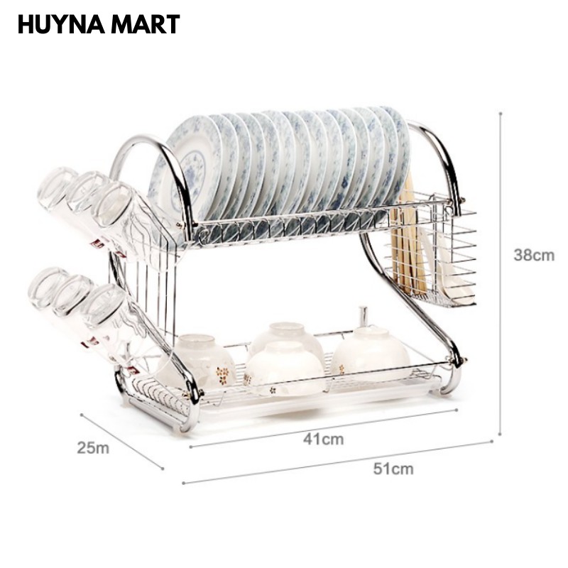 [sale] [sale] Kệ Úp Bát Chén Nhà Bếp Inox 2 Tầng Kích thước 51 x 25 x 38 cm