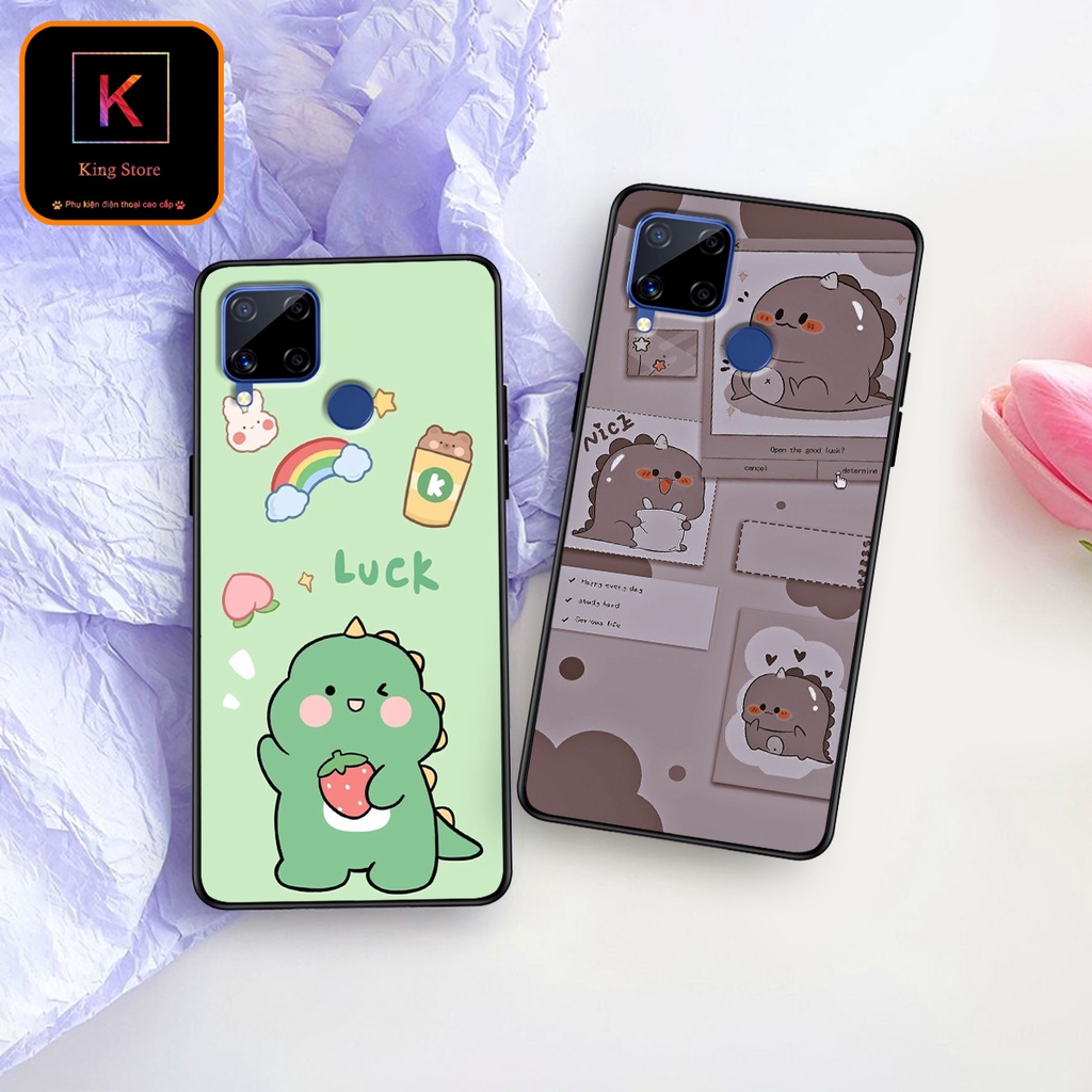 Ốp Lưng Oppo Realme C12- Realme C15 - Ốp Oppo in hình khủng long DinoCute - Lưng nhám viền TPU