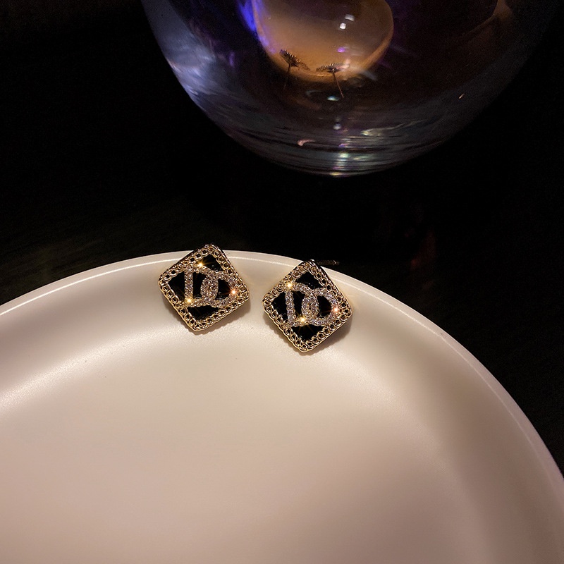 ✨✨Đôi khuyên tai chốt bạc 925 kiểu dáng hình học đính đá sang trọng cho nữ