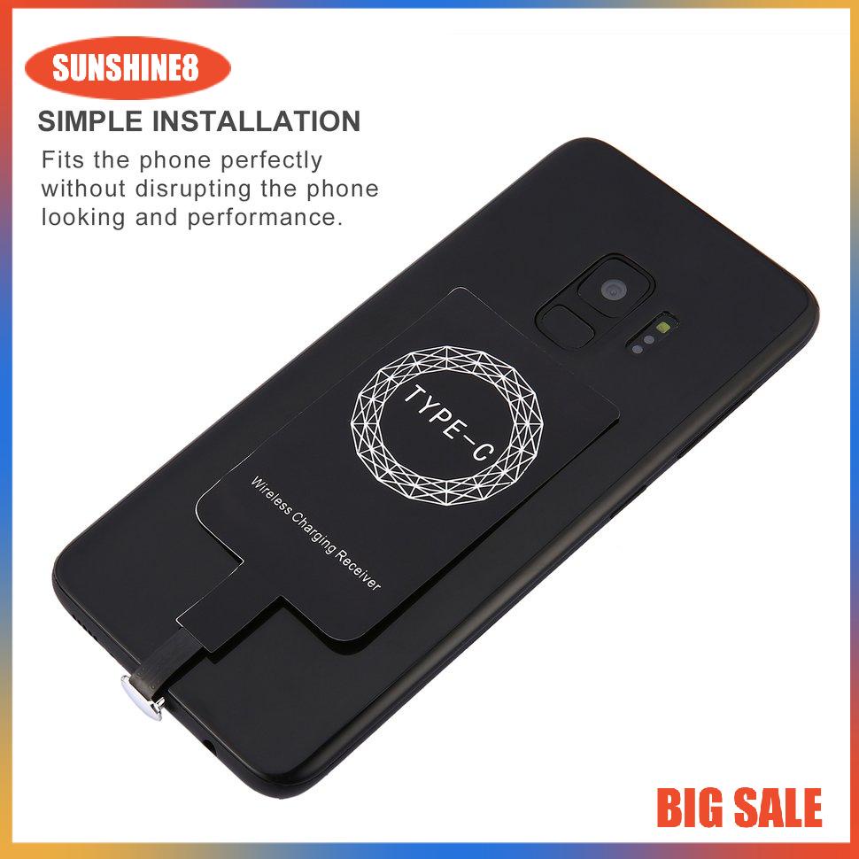 【SUN】Type C Qi Wireless Charger Receiver Lightweight Charging Adapter Pad Coil